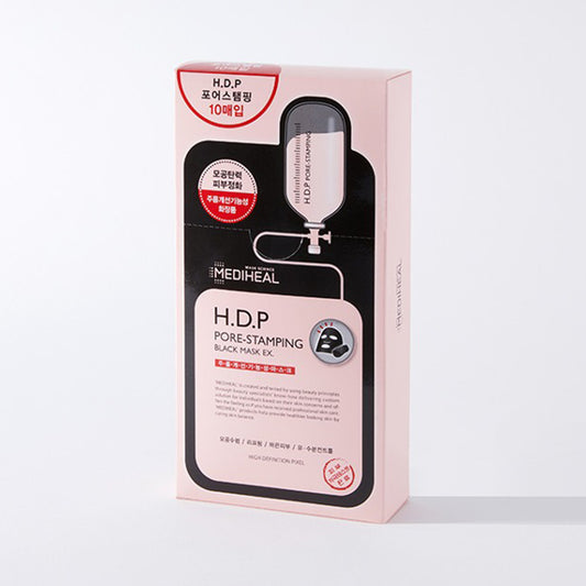 Mediheal HDP Smooth Skin Pore Stamping Pore Elasticity Care Black Charcoal Mask EX 10 sheets