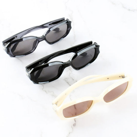 Men's Women's Tint Lens Rectangular Horned Sunglasses