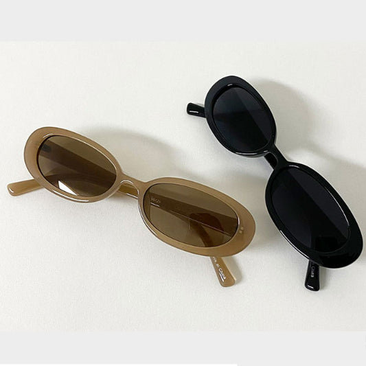 Slim Horn Frame y2k Sunglasses Thin Oval Geek Retro Hip Glasses