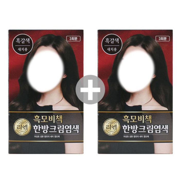 ReEn Black Hair Bichak Oriental Medicine Cream Dye Black 2 pcs