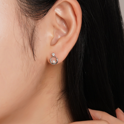 OST Puremond Lucky Horseshoe Gem Pearl Earrings