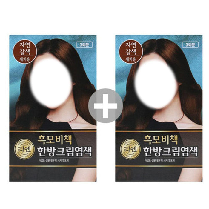 ReEn Black Hair Bichak Oriental Medicine Cream Dye Black 2 pcs