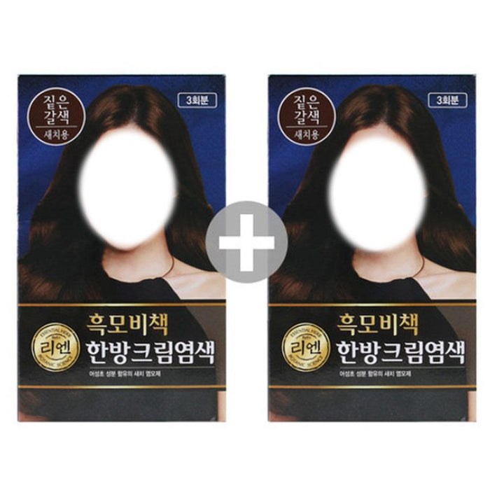 ReEn Black Hair Bichak Oriental Medicine Cream Dye Black 2 pcs