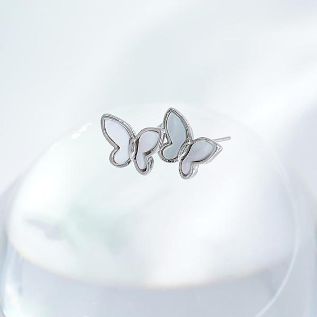 OST Aurora White Shell Butterfly Earrings