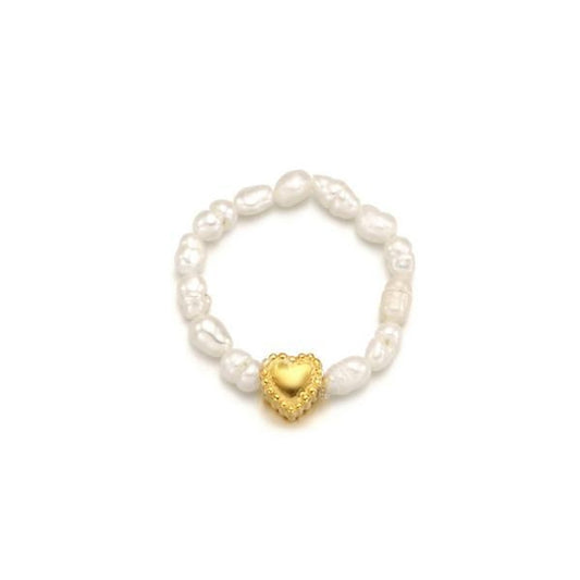 OST Volume Heart Pearl Bead Ring