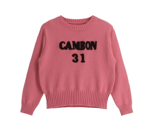 Attrangs Embroidered Lettering Round Neck Long-Sleeve Crop Knit