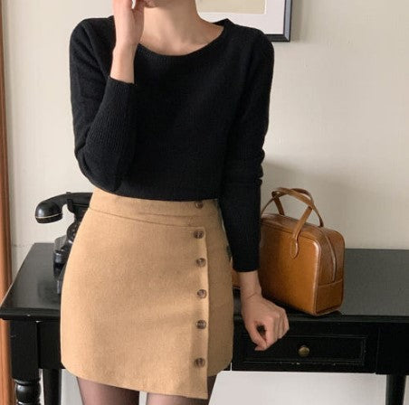 Attrangs Melting Off-Shoulder Gentle-Fit Winter Knit