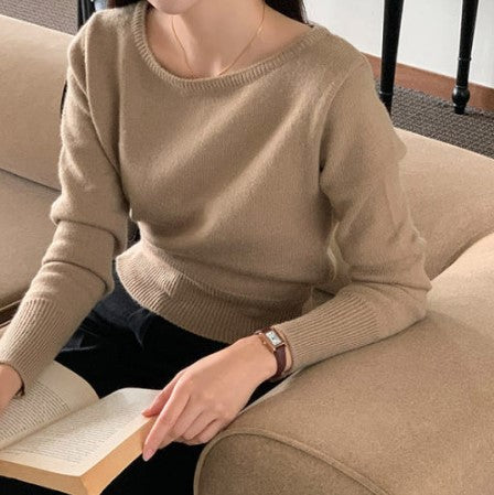 Attrangs Melting Off-Shoulder Gentle-Fit Winter Knit