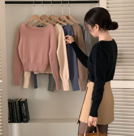 Attrangs Melting Off-Shoulder Gentle-Fit Winter Knit