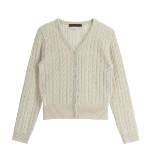 Attrangs Pure Lambswool 2-Type Cable Cardigan