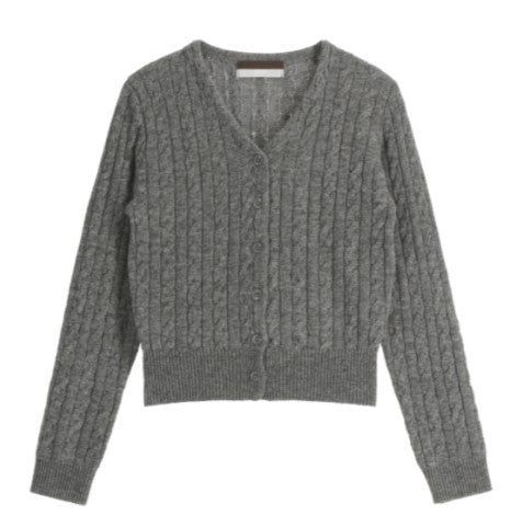 Attrangs Pure Lambswool 2-Type Cable Cardigan