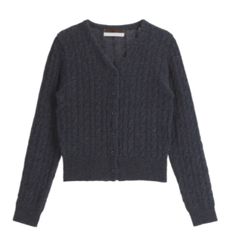 Attrangs Pure Lambswool 2-Type Cable Cardigan