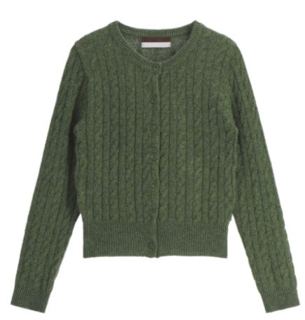 Attrangs Pure Lambswool 2-Type Cable Cardigan