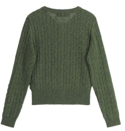 Attrangs Pure Lambswool 2-Type Cable Cardigan