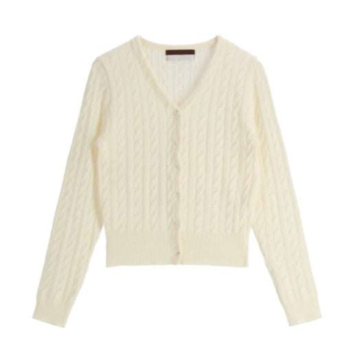 Attrangs Pure Lambswool 2-Type Cable Cardigan