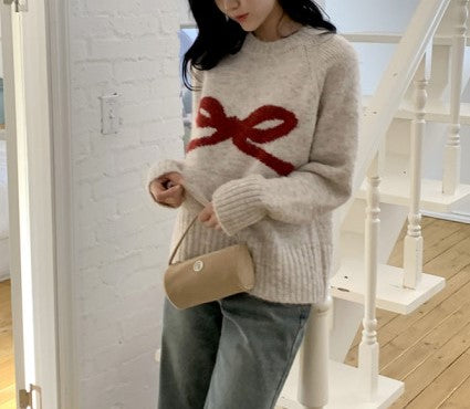 Attrangs Ribbon Loose-fit Cozy Long-Sleeve Knit