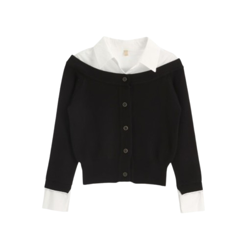 Attrangs Shirt Blouse Layered Knit