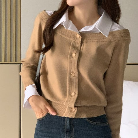 Attrangs Shirt Blouse Layered Knit