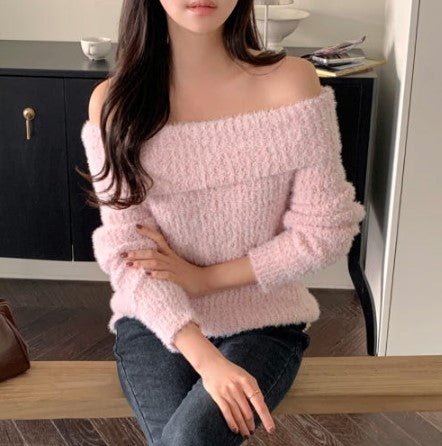 Attrangs Soft Hug Off-Shoulder Long-Sleeve Knit