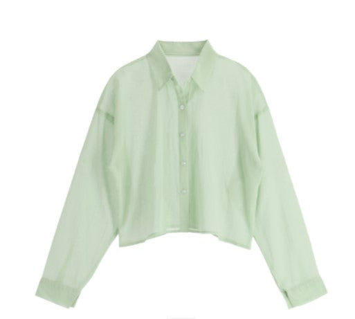 Attrangs Summer Sheer Crepe Cropped Shirt