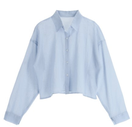 Attrangs Summer Sheer Crepe Cropped Shirt