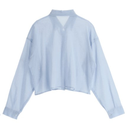 Attrangs Summer Sheer Crepe Cropped Shirt