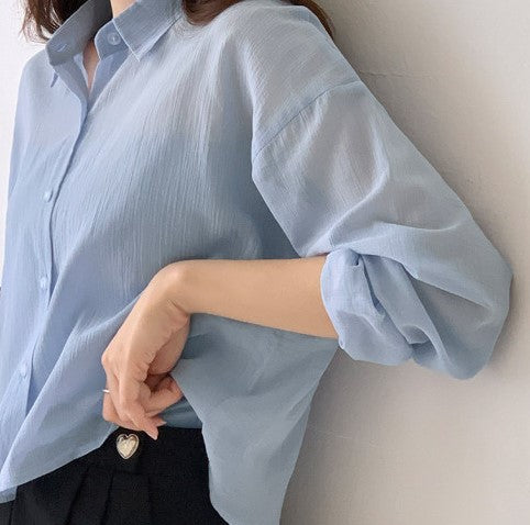 Attrangs Summer Sheer Crepe Cropped Shirt