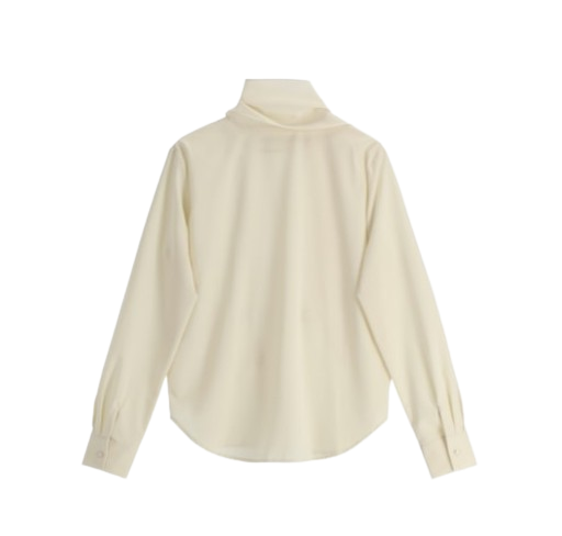 Attrangs Tie Button Long-Sleeve Blouse