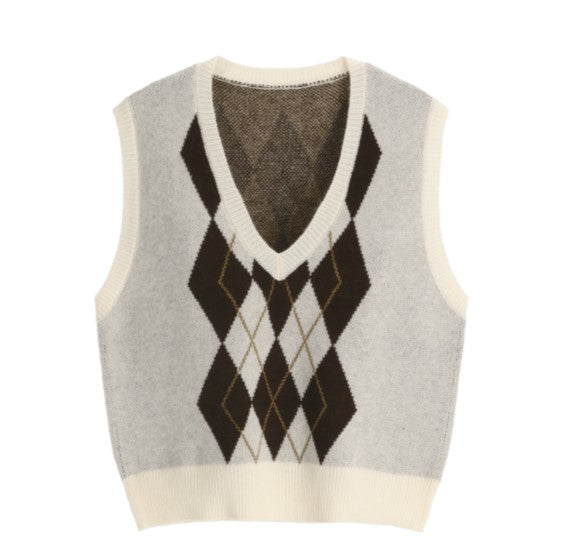 Attrangs Tade Argyle Knit Vest