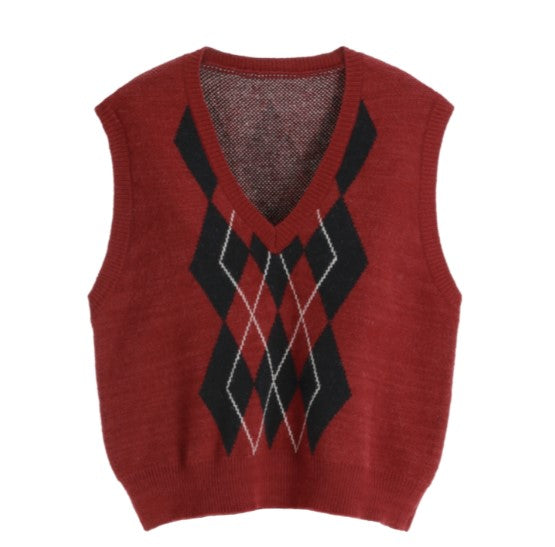 Attrangs Tade Argyle Knit Vest