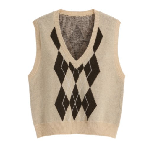 Attrangs Tade Argyle Knit Vest