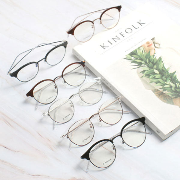 Blue light blocking thin semi-conical frame ultra-lightweight titanium glasses frame