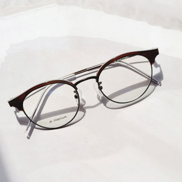 Blue light blocking thin semi-conical frame ultra-lightweight titanium glasses frame