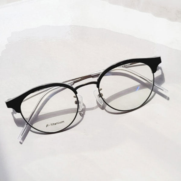 Blue light blocking thin semi-conical frame ultra-lightweight titanium glasses frame