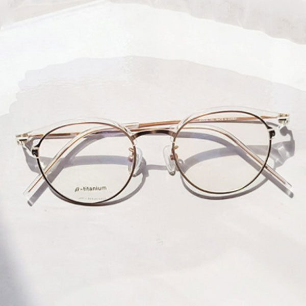 Blue light blocking thin semi-conical frame ultra-lightweight titanium glasses frame