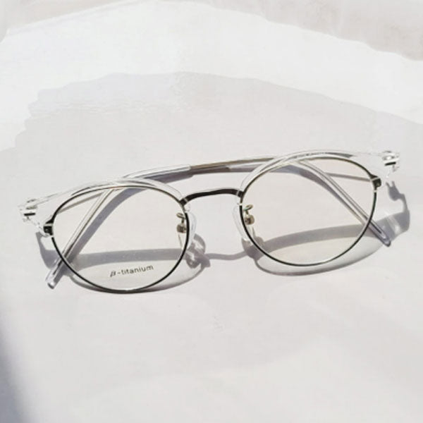 Blue light blocking thin semi-conical frame ultra-lightweight titanium glasses frame