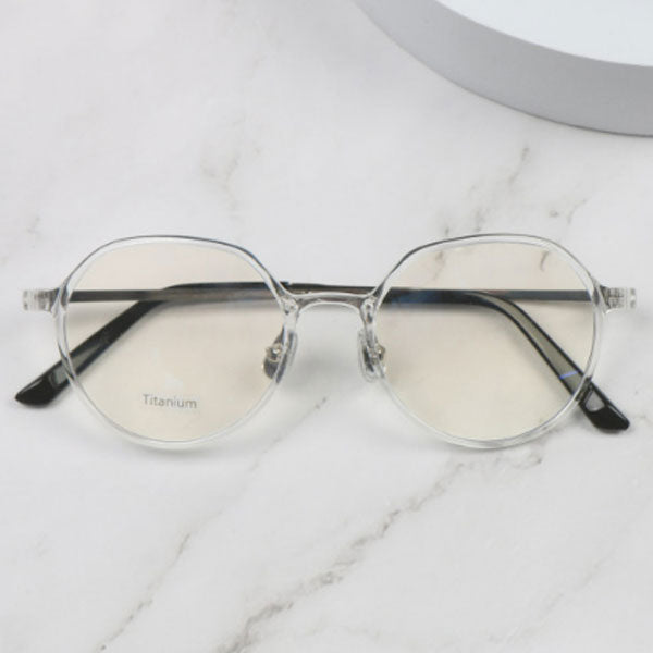 Blue light blocking transparent horn frame glasses frame 7g light titanium multifaceted transparent crystal glasses tae