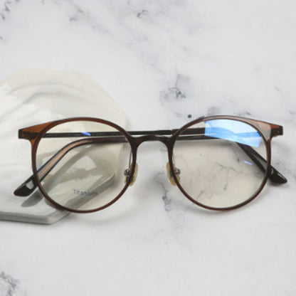 Brillengestell transparent Hornrahmen Brille Tae Titan rund Mann Frauen leicht