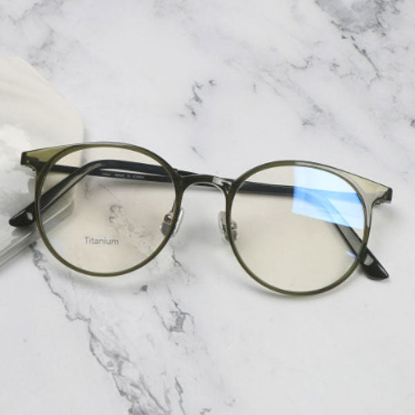 Brillengestell transparent Hornrahmen Brille Tae Titan rund Mann Frauen leicht