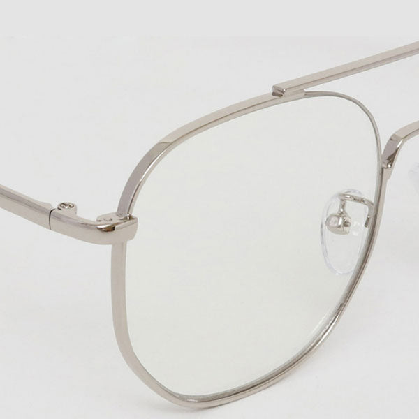 Men's Women's Vintage Retro Two-Bridge Boeing Glasses Frame Fashion Glasses Silver Frame