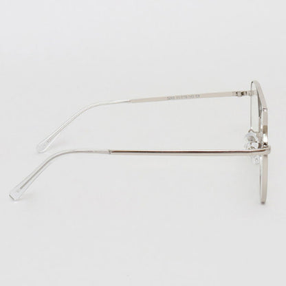 Herren Damen Vintage Retro Zwei-Brücken Boeing Brillengestell Modebrille Silberrahmen