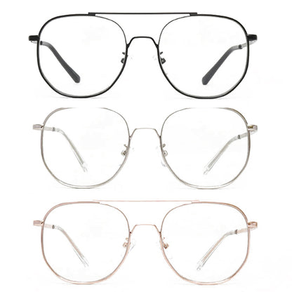 Herren Damen Vintage Retro Zwei-Brücken Boeing Brillengestell Modebrille Silberrahmen