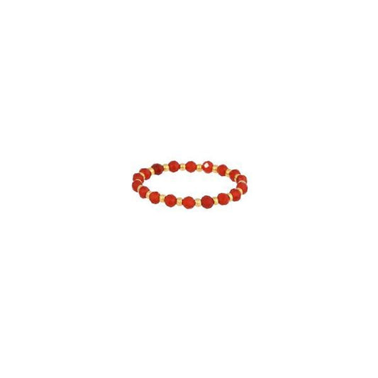 OST Deep Red Yellow Point Bead Ring