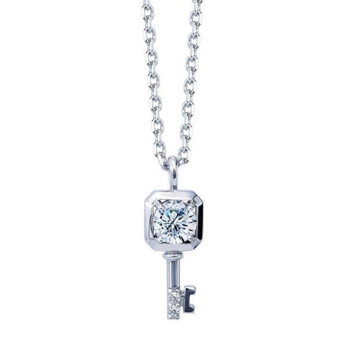 OST Puremond Simulated Diamond Square Key Silver Necklace