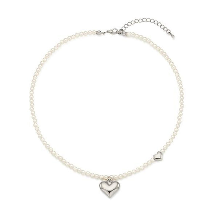 OST Silver Pearl Heart Necklace