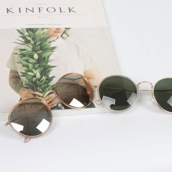 Oversized Vintage Round Mirror Sunglasses