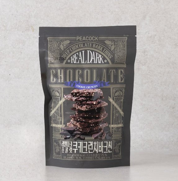 Peacock Real Dark Cookie Crunch Bark Thin 260g