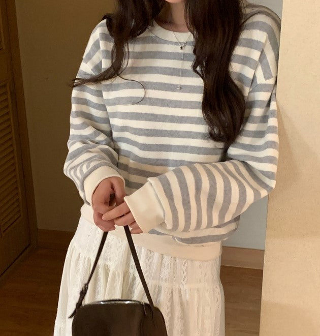 Peter And Wendy Cozy Stripe Sweatshirt [Fleece-lined]