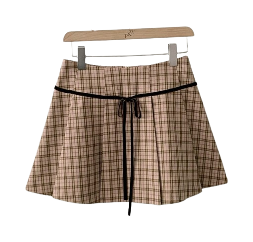 Peter And Wendy Preppy Ribbon Pleated Skirt