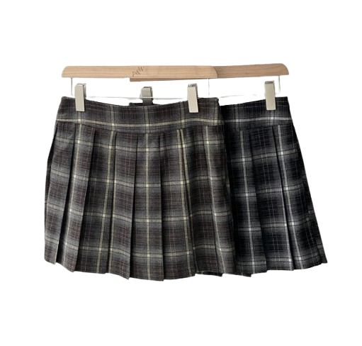 Peter & Wendy Walnut Pleated Check Mini Skirt